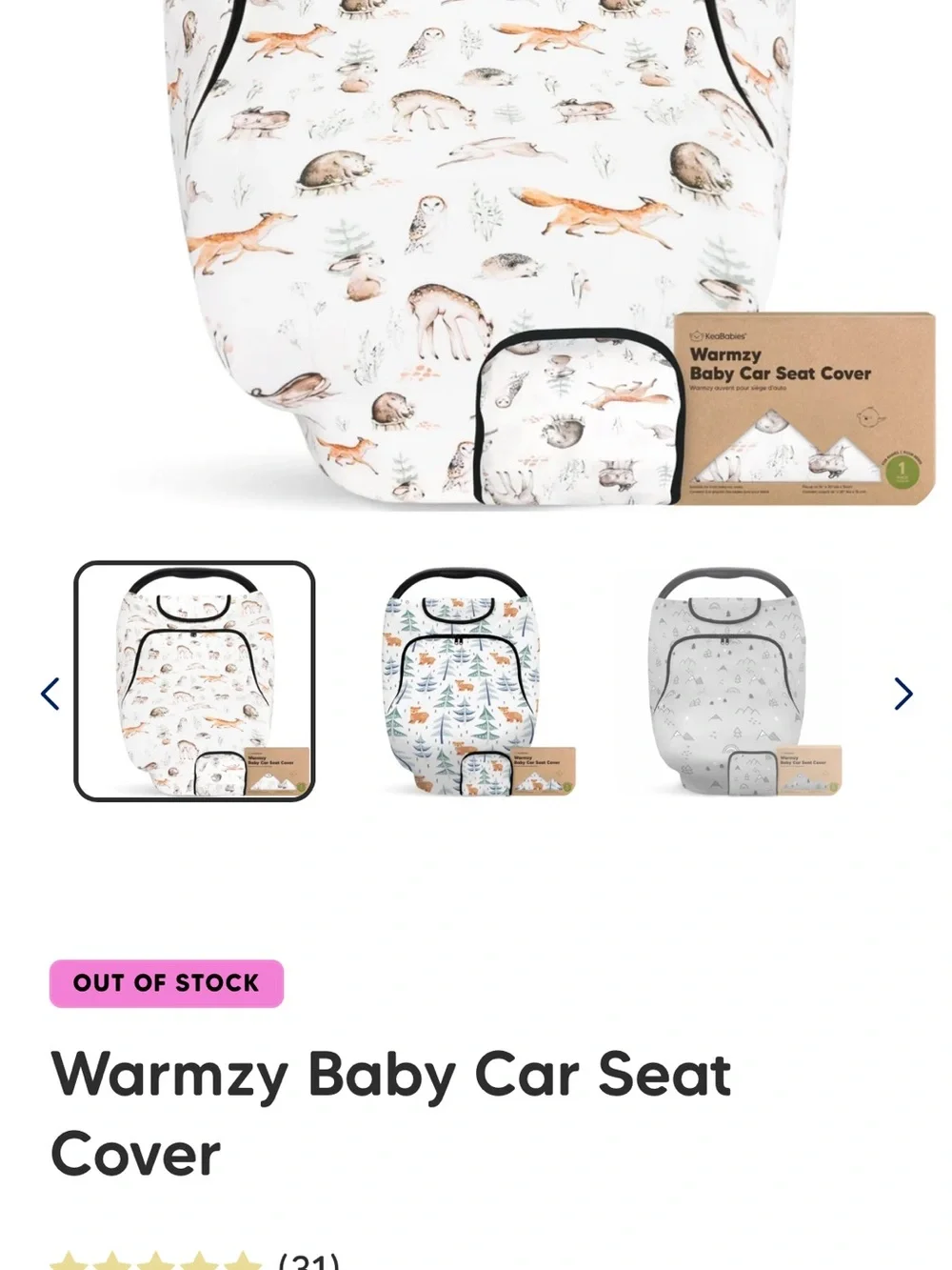 Warmzy Neutral Woodland Baby Car Seat Cover by Warmies